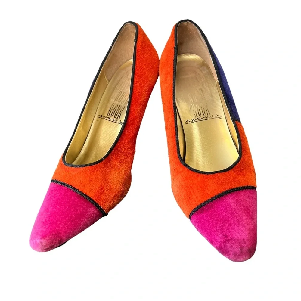 Vintage Rush‎ Hour Color Block Suede Heels